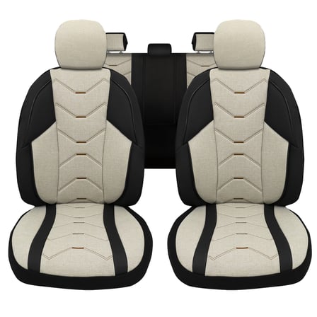 Verita Elegance Serisi - Renault Symbol ile uyumlu Koltuk Kılıfı, Keten-Deri / Krem