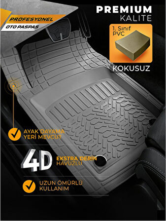 Minderland Pro - Toyota Urban Cruiser  ile uyumlu Paspas Seti, Gri