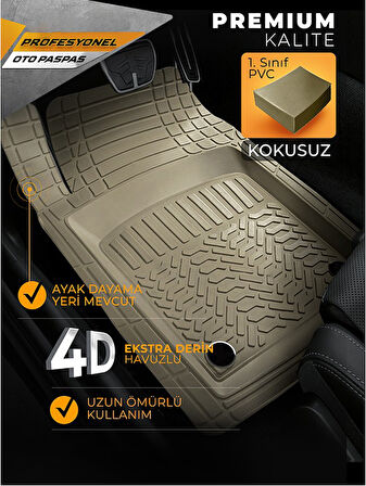 Minderland Pro - Peugeot Bipper  ile uyumlu Paspas Seti, Bej