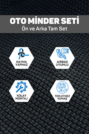 Minderland Mindra Serisi Toyota Hilux 2006 - 2011 Uyumlu Oto Koltuk Minder Seti - Siyah