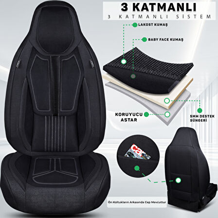FS Serisi SEAT Altea 2004-2015 ile uyumlu takmatik kılıf, Siyah