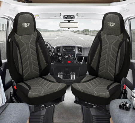 PLKT Serisi Mercedes Sprinter W9072018 ve Sonrası ile Uyumlu Pilot Oto Koltuk Kılıfı, Antrasit Siyah