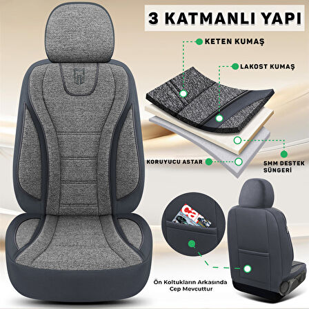 City Serisi SUBARU Forester 2008-2013 ile Uyumlu Koltuk Kılıfı, Gri