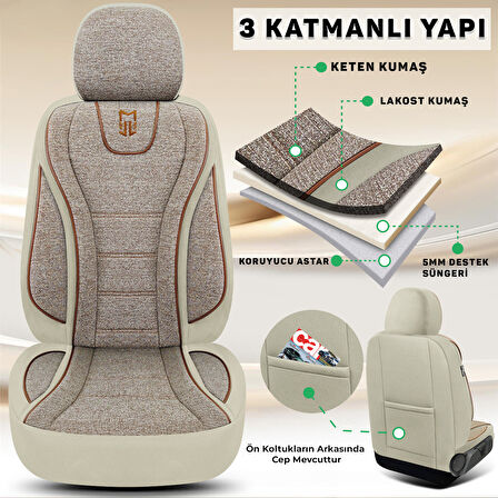 City Serisi ALFA ROMEO 166 1998-2007 ile Uyumlu Koltuk Kılıfı, Bej