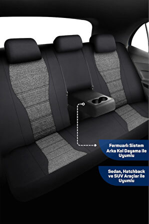 City Serisi CHEVROLET Aveo 2011-2014 ile Uyumlu Koltuk Kılıfı, Gri-Siyah