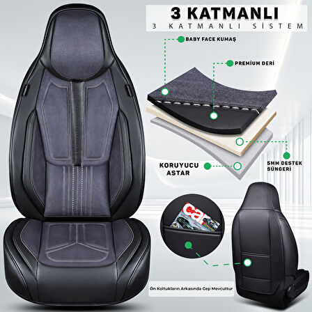 FS Deri Serisi OPEL Astra 2009-2015 İle Uyumlu Takmatik Kılıf, Gri