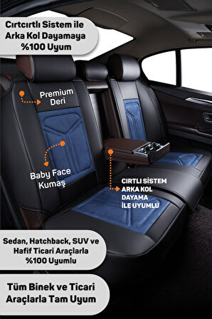 FS Deri Serisi VOLKSWAGEN Golf 5 2003-2009 İle Uyumlu Takmatik Kılıf, Mavi