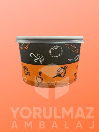 ✅ 50 Adet 16 Oz Karton Kağıt Aşure – Çorba – Tatlı – Yemek Kasesi | Plastik Kapaklı | Sızdırmaz |