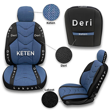 Verita Elegance Serisi - Her Araca Uyumlu Oto Koltuk Kılıfı / Mavi