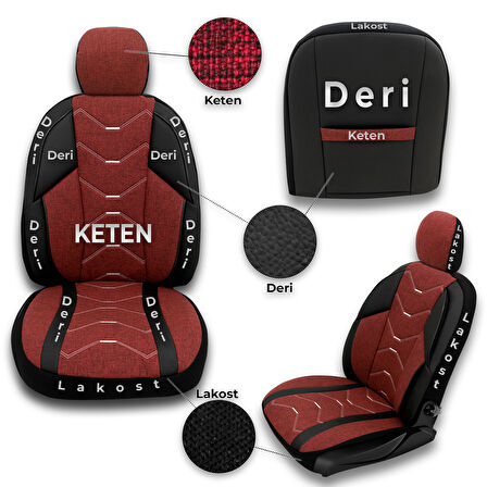 Verita Elegance Serisi - Her Araca Uyumlu Oto Koltuk Kılıfı / Bordo