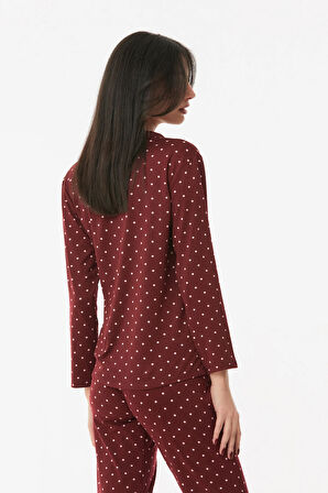 Puantiyeli Düğmeli Pijama Takımı