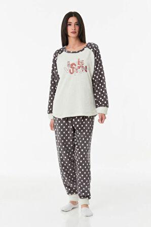 Nakışlı Bisiklet Yaka Pijama Takımı