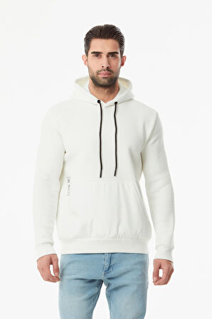 3 İplik Baskılı Renk Bloklu Kanguru Cepli Sweatshirt