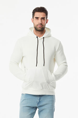 3 İplik Baskılı Renk Bloklu Kanguru Cepli Sweatshirt