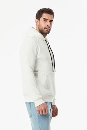 3 İplik Baskılı Renk Bloklu Kanguru Cepli Sweatshirt