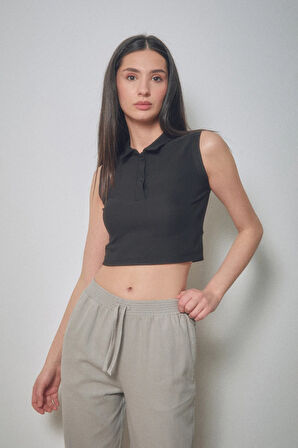 Fitilli Polo Yaka Crop Body