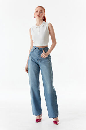 Yüksek Bel Wide Leg Jean