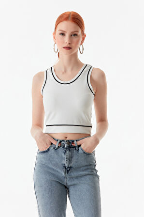 Şeritli Fitilli Altı Lastikli Crop Body