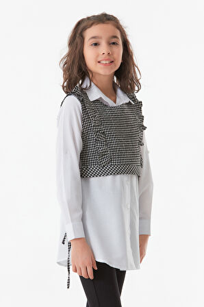 Pötikare Desenli Gömlek Yaka Kız Çocuk 2 Li Takım