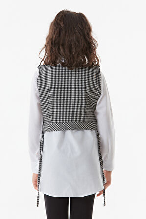 Pötikare Desenli Gömlek Yaka Kız Çocuk 2 Li Takım