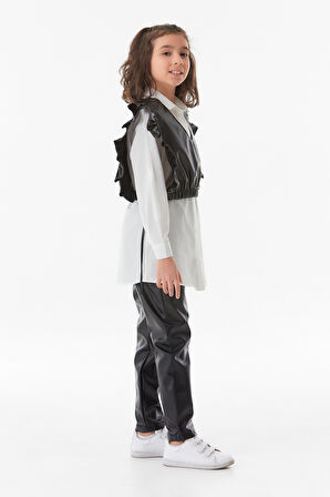 Deri Yandan Bağlamalı Kız Çocuk Takım