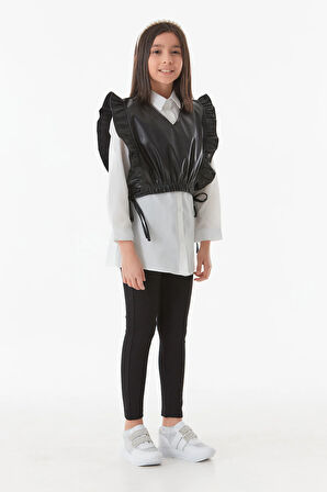 Suni Deri Yandan Bağlamalı Kız Çocuk 2 Li Takım