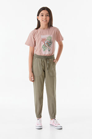 Beli Bağcıklı Jogger Unisex Çocuk Keten Pantolon