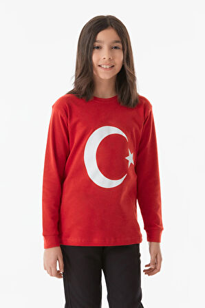 Türk Bayrağı Baskılı Çocuk Sweatshirt