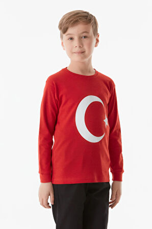 Türk Bayrağı Baskılı Çocuk Sweatshirt