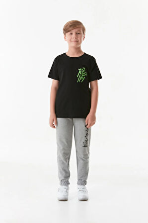 Baskılı Beli Lastikli Jogger Unisex Çocuk Eşofman Altı