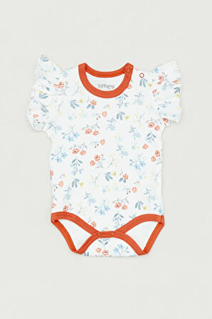 Çiçekli Kolu Fırfırlı Kız Çocuk Body