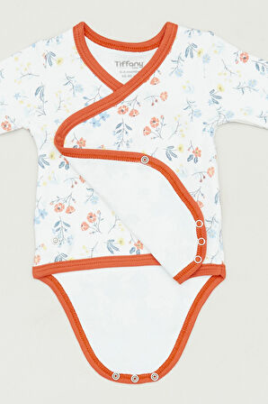 Çiçekli Kruvaze Yaka Kız Çocuk Body