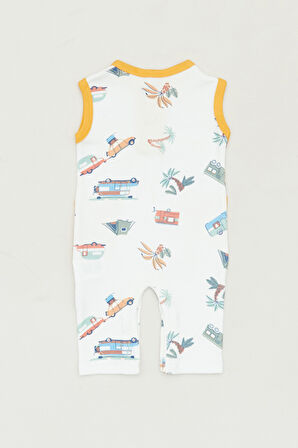 Baskılı Bisiklet Yaka Cepli Erkek Çocuk Tulum