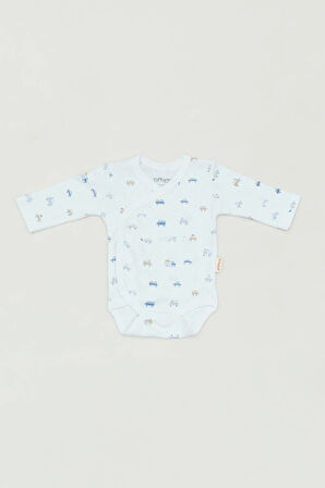 Kruvaze Yaka Baskılı Erkek Çocuk Body