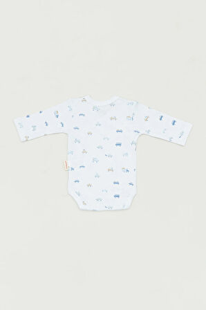 Kruvaze Yaka Baskılı Erkek Çocuk Body