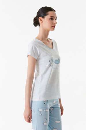Kuğu Baskılı Pijama Takımı