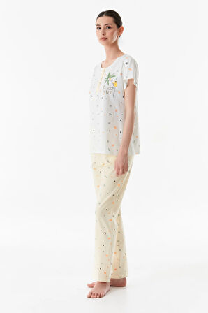 Baskılı Bisiklet Yaka Pijama Takımı