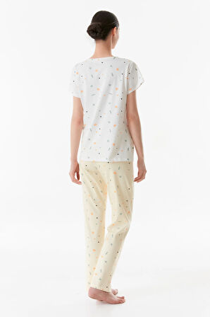 Baskılı Bisiklet Yaka Pijama Takımı