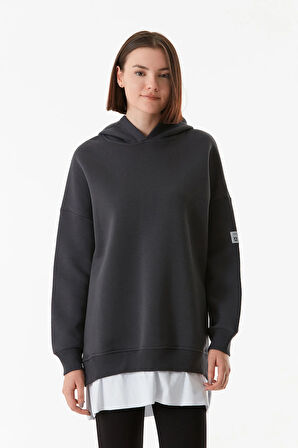 3 İplik Basic Kapüşonlu Oversize Sweatshirt
