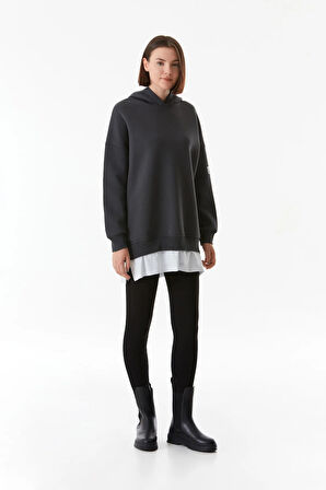 3 İplik Basic Kapüşonlu Oversize Sweatshirt