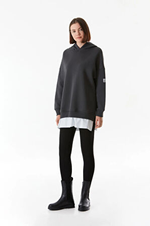 3 İplik Basic Kapüşonlu Oversize Sweatshirt