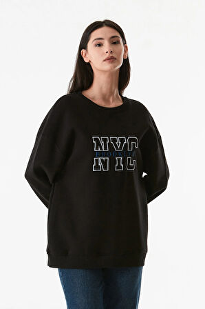 3 İplik Nyc Nakışlı Bisiklet Yaka Oversize Sweatshirt