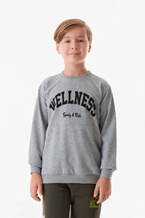 Wellnes Yazı Baskılı Erkek Çocuk Sweatshirt