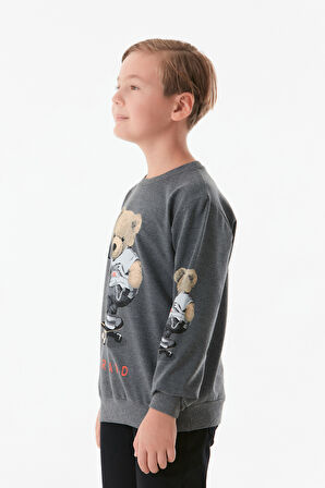 Ayıcık Baskılı Erkek Çocuk Sweatshirt