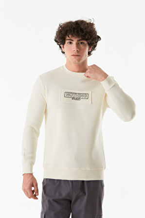 3 İplik Yazı Baskılı Bisiklet Yaka Sweatshirt