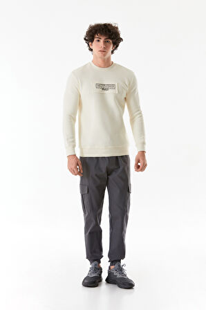 3 İplik Yazı Baskılı Bisiklet Yaka Sweatshirt