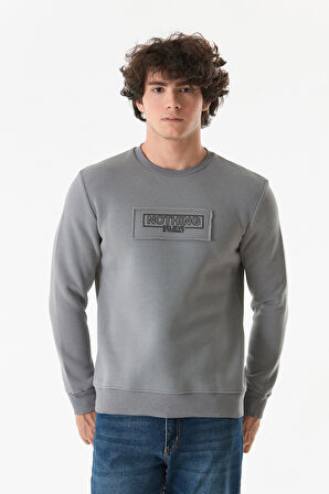 3 İplik Yazı Baskılı Bisiklet Yaka Sweatshirt
