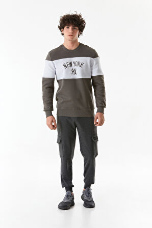 3 İplik Yazı Nakışlı Bisiklet Yaka Sweatshirt