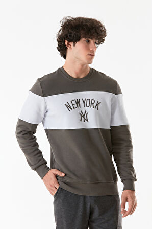 3 İplik Yazı Nakışlı Bisiklet Yaka Sweatshirt
