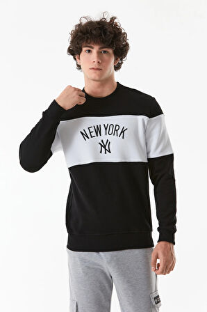 3 İplik Yazı Nakışlı Bisiklet Yaka Sweatshirt